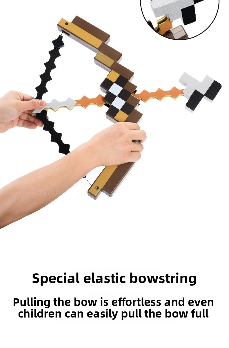 Minecraft Pixelated Bow and Arrow Toy Set – Functional Launching Replica Prop, Drop-Resistant Cosplay Weapon & Gaming Room Display