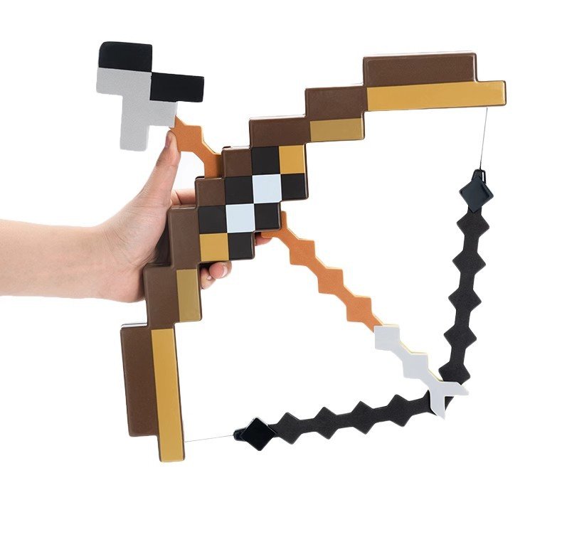 Minecraft Pixelated Bow and Arrow Toy Set – Functional Launching Replica Prop, Drop-Resistant Cosplay Weapon & Gaming Room Display