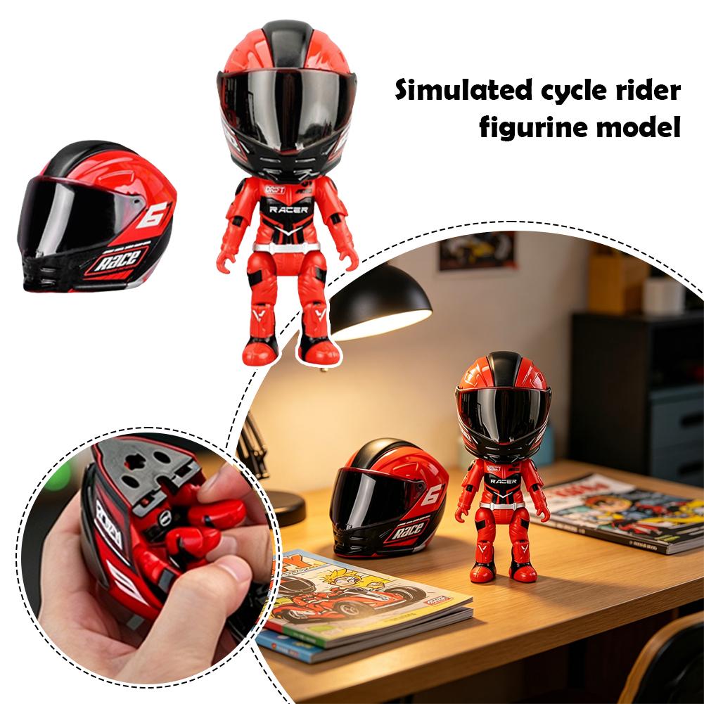 Moto Rider Q-Spec Action Figure – Simulated Helmet Racing Doll Model | Geekzilla