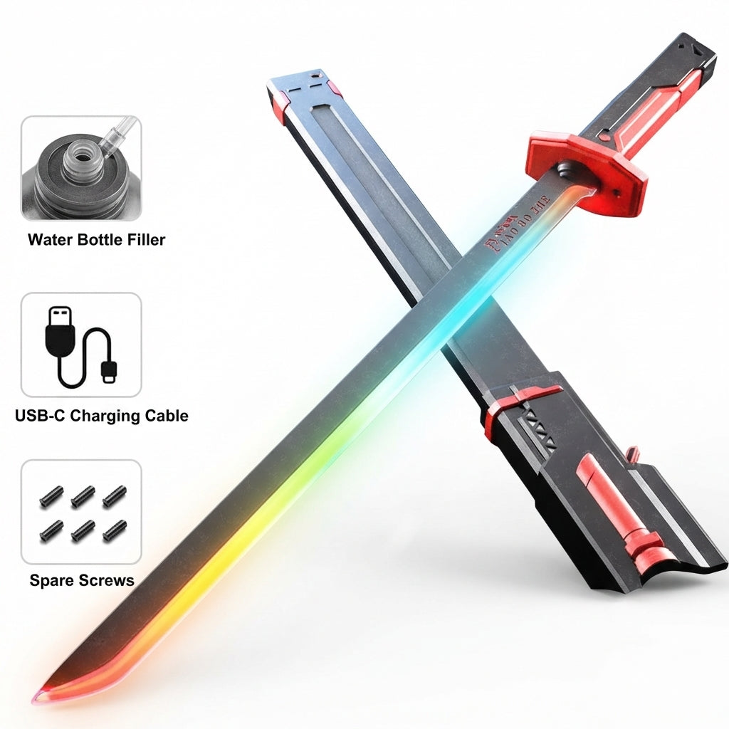 Cyberpunk sword Light-Up Sci-Fi Katana – Futuristic Sword replica with Interactive Draw-Spark, Smoke Effects & Color-Changing LED Display
