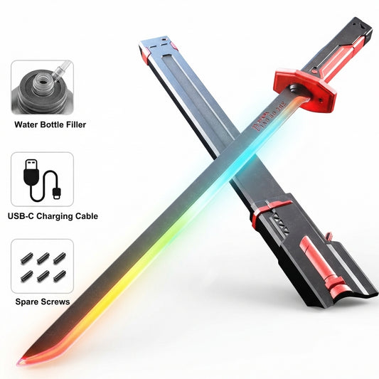 Cyberpunk "Piao Bo Zhe" Light-Up Sci-Fi Katana – Futuristic Sword replica with Interactive Draw-Spark, Smoke Effects & Color-Changing LED Display