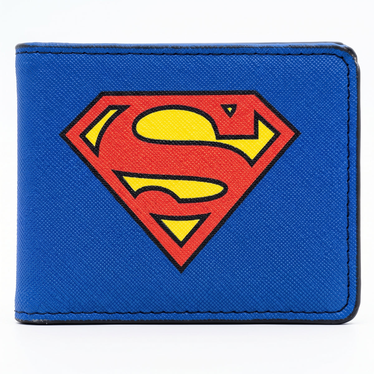 DC Comics Superman Classic Shield Logo Bifold Wallet | Blue Faux Leather