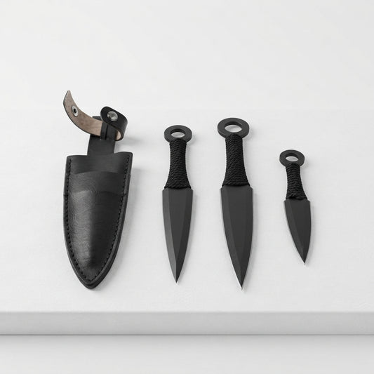 Tactical Ninja Kunai Throwing Knife Set – Premium 3-Piece Multi-Size Steel Throwers with Sheath | Geekzilla
