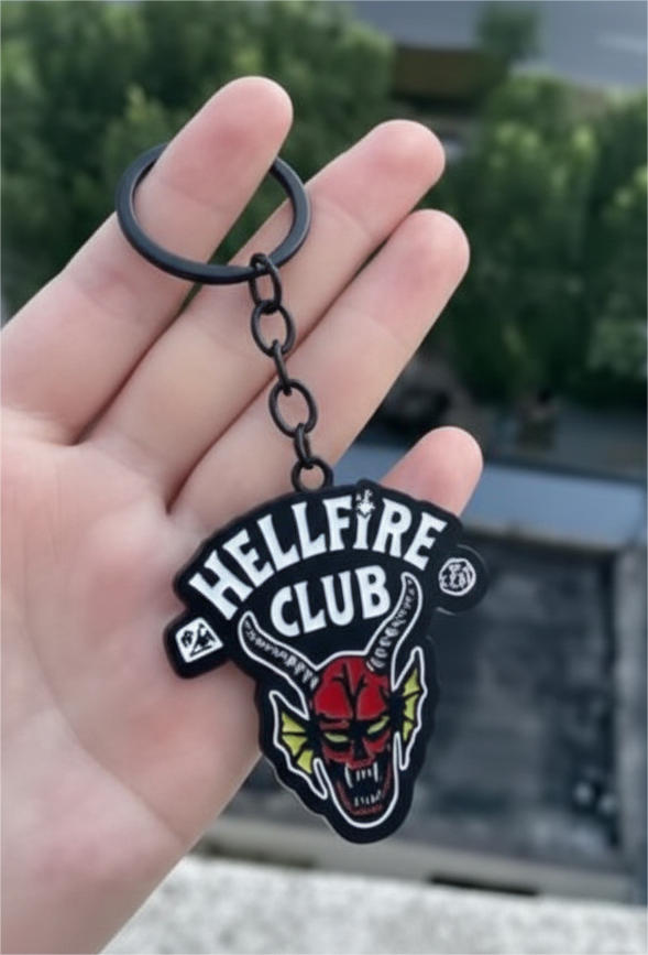 Stranger Things "Hellfire Club" Premium Metal Keychain and Necklace Pendant