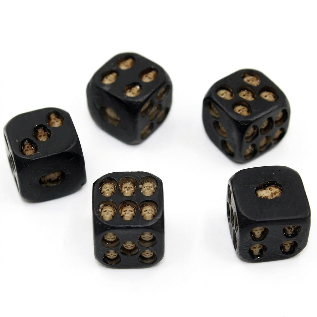 Gothic Skull Dice Set of 5 | Black 6-Sided D6 Tabletop Gaming Dice