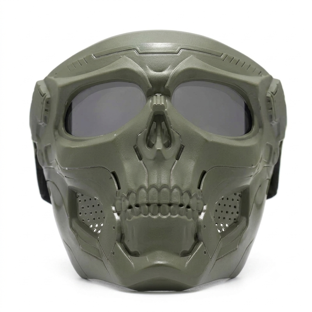 Tactical Airsoft Skull Mask – Full Face Protective Mask with Tinted Goggles | Anti-Fog Breathable Skull Gear for Paintball, Hunting & Costume Cosplay