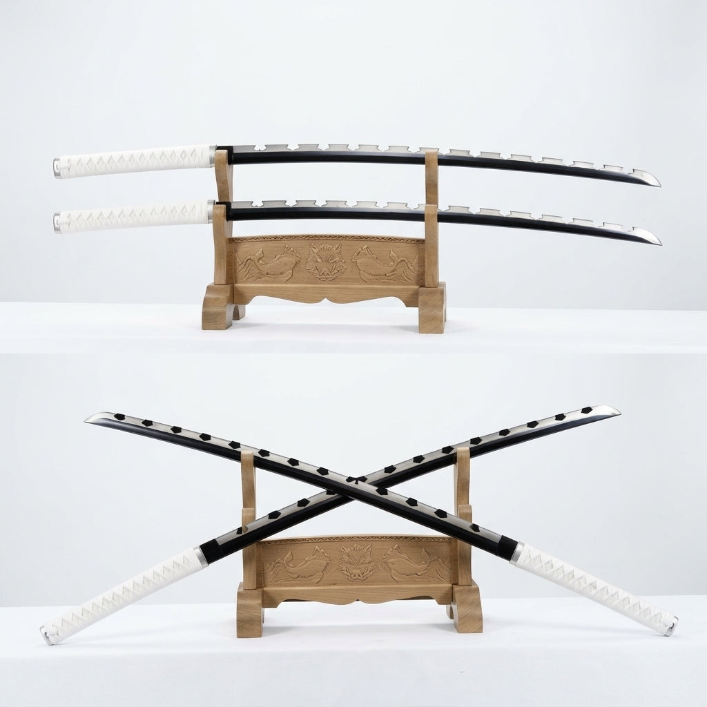 Inosuke Hashibira Dual Swords Metallic Replica Set – Demon Slayer High-Quality Katana | Geekzilla