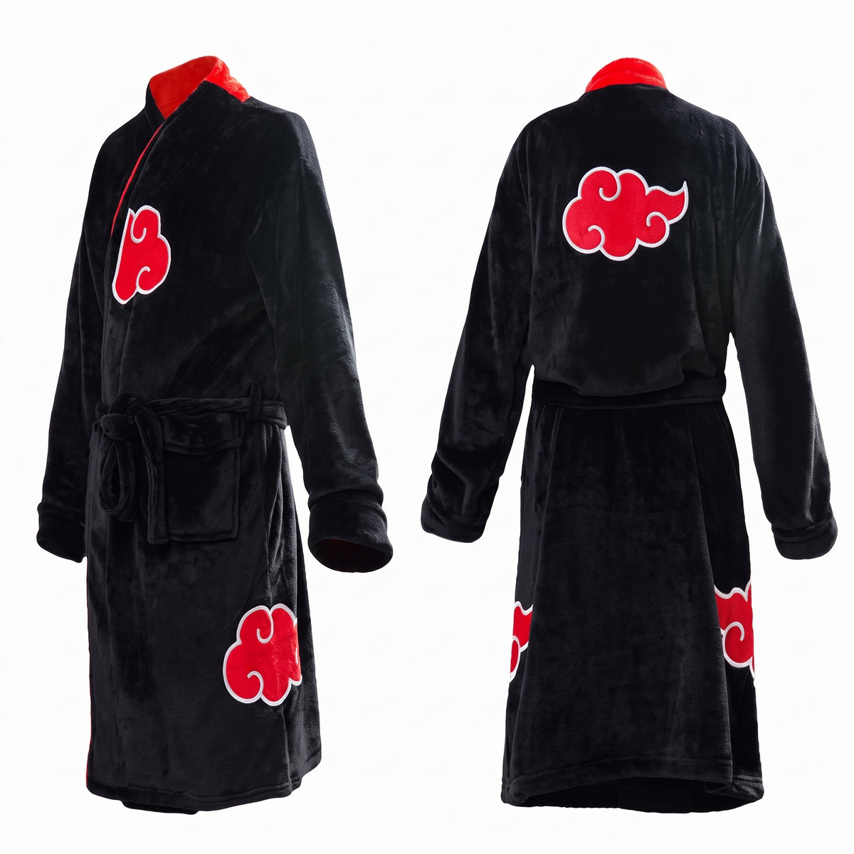 Naruto Akatsuki Red Cloud Plush Bathrobe | Cozy Fleece Bath Gown