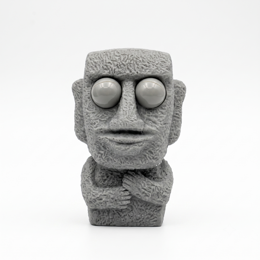 Funny Moai Easter Island Stone Statue Squeeze Toy – Eye Popping Stress Relief Fidget Toy for Kids & Adults, Novelty Desk Decor & Gag Gift