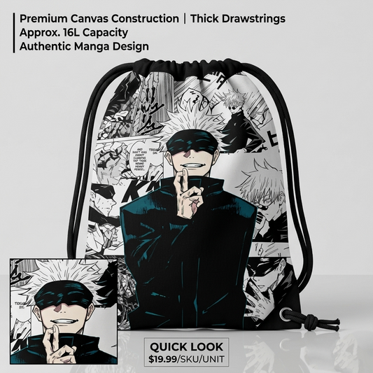 JUJUTSU KAISEN "SATORU GOJO" PREMIUM CANVAS DRAWSTRING BAG