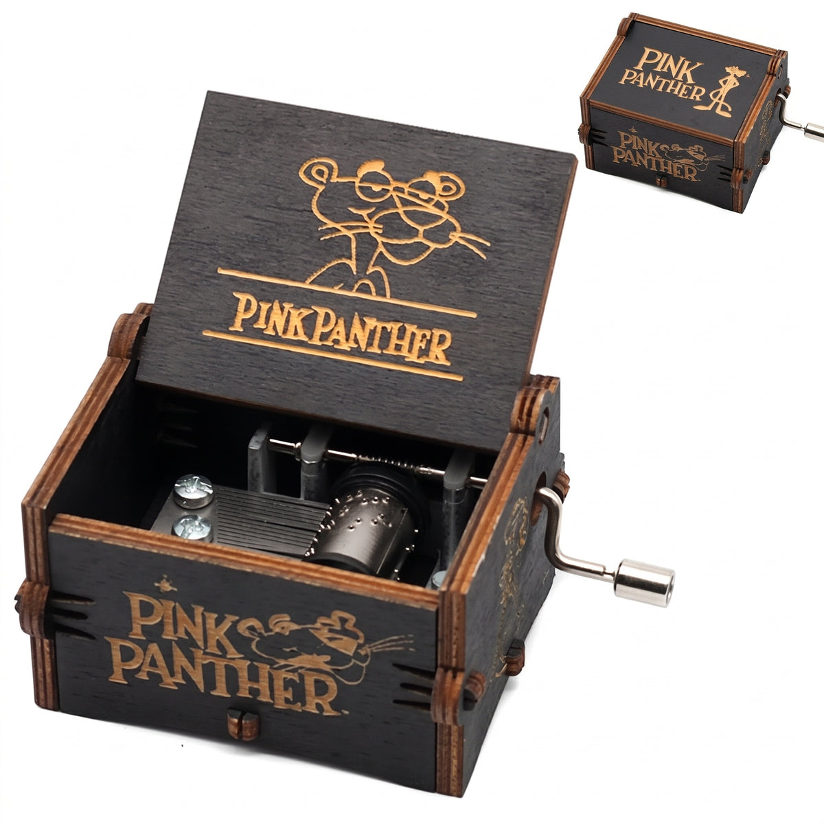 Pink Panther Hand-Cranked Wooden Music Box | Theme Song