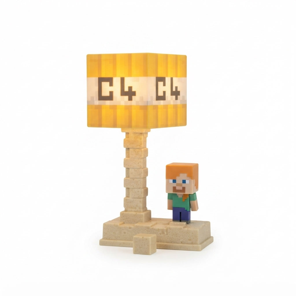 Retro Pixel Block Bedside Desk Lamp – Premium Crafting Universe Table Night Light | Geekzilla