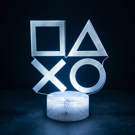 3D LED Gaming Room Lamp Collection – D-Pad, Controller Symbols & Retro Game Over Acrylic Night Lights