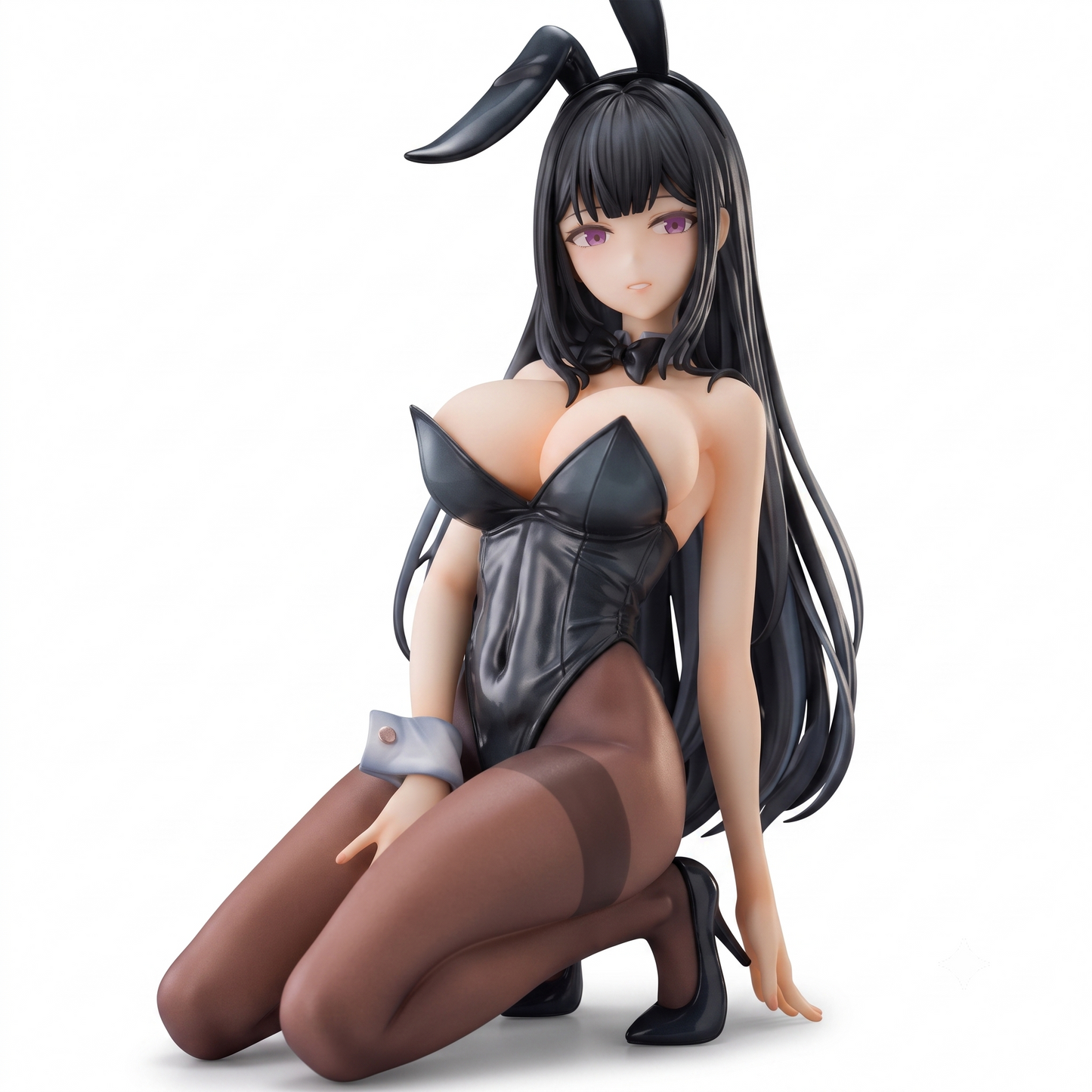 Anime Bunny Girl Figure – Kneeling Black Suit Statue Decor - 18 cm