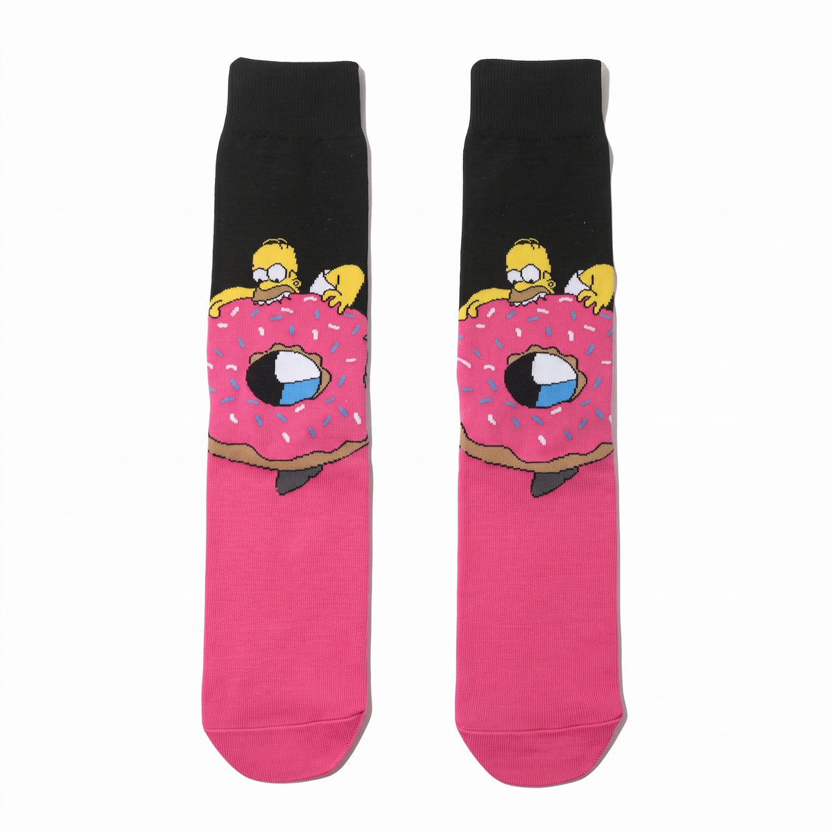 The Simpsons Homer Socks | Yellow & Black Face Crew Socks Cartoon Merchandise | Geekzillaa