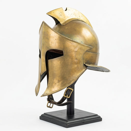 High-Quality Spartan Metallic Helmet Replica – Ancient Greek Armor Collectible | Geekzilla