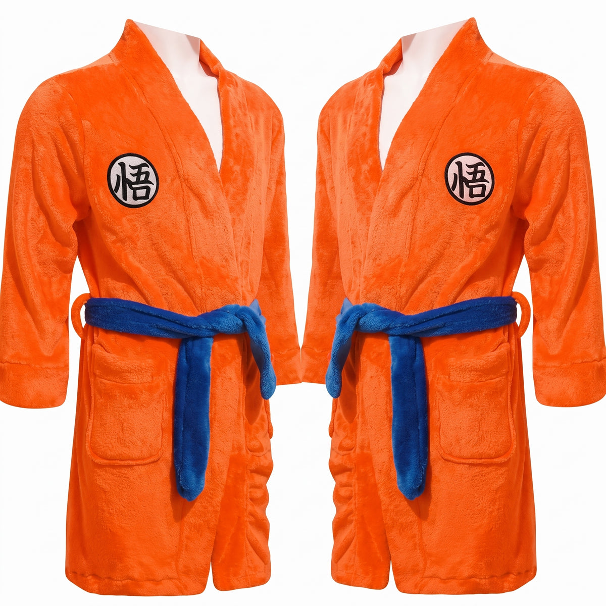 Dragon Ball Z Goku Kanji Plush Bathrobe | Orange Fleece Bath Gown
