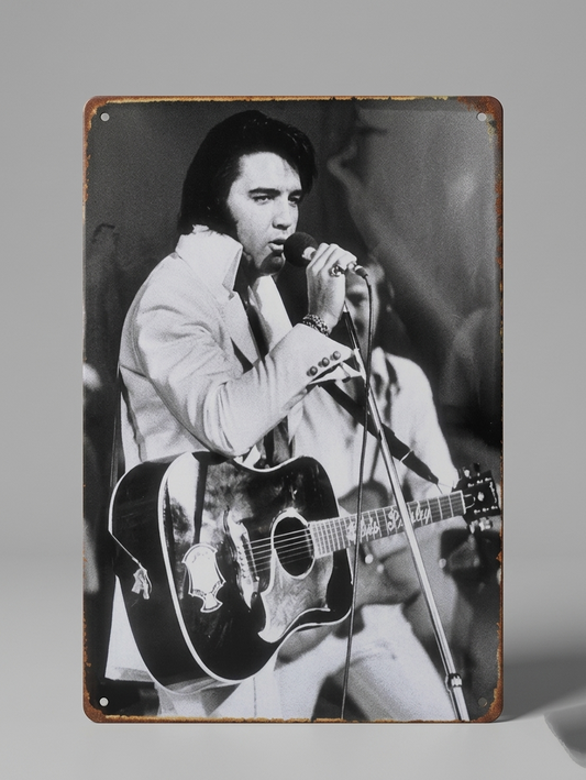 ELVIS PRESLEY "THE KING OF ROCK 'N' ROLL" VINTAGE METAL TIN SIGN