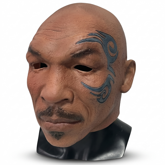 Realistic Mike Tyson Latex Mask – Full Head Celebrity Boxing Legend Mask with Face Tattoo & Mustache for Halloween, Cosplay & Party Pranks