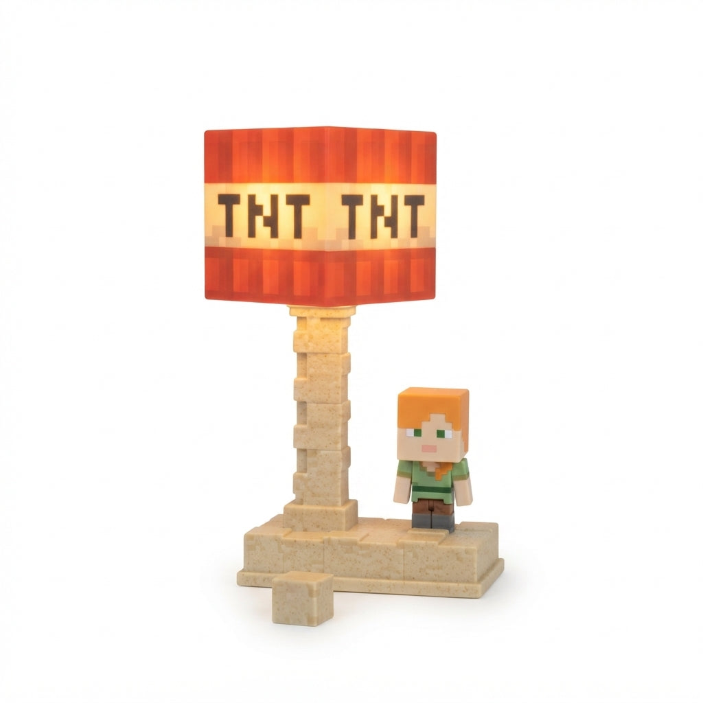 Retro Pixel Block Bedside Desk Lamp – Premium Crafting Universe Table Night Light | Geekzilla