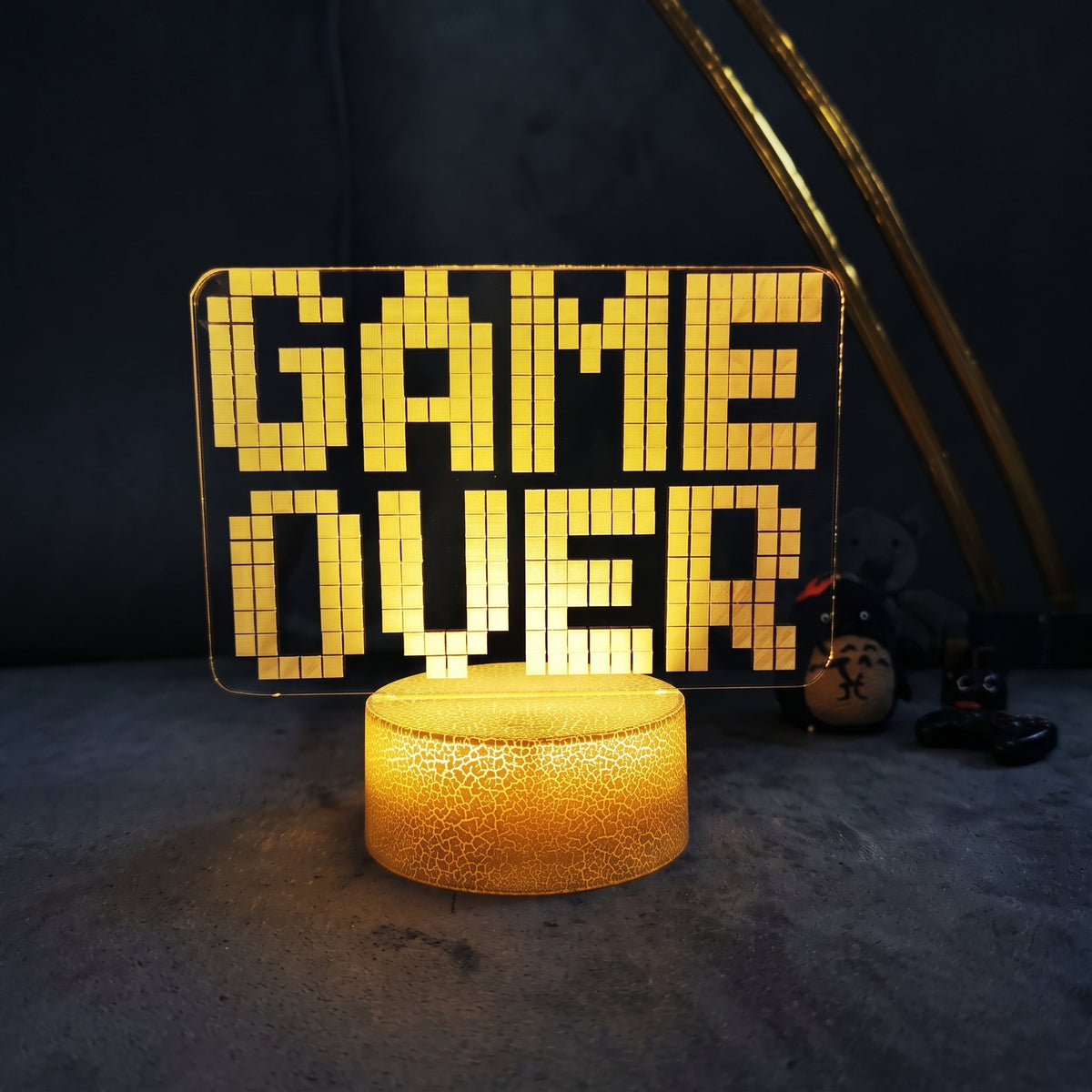 3D LED Gaming Room Lamp Collection – D-Pad, Controller Symbols & Retro Game Over Acrylic Night Lights