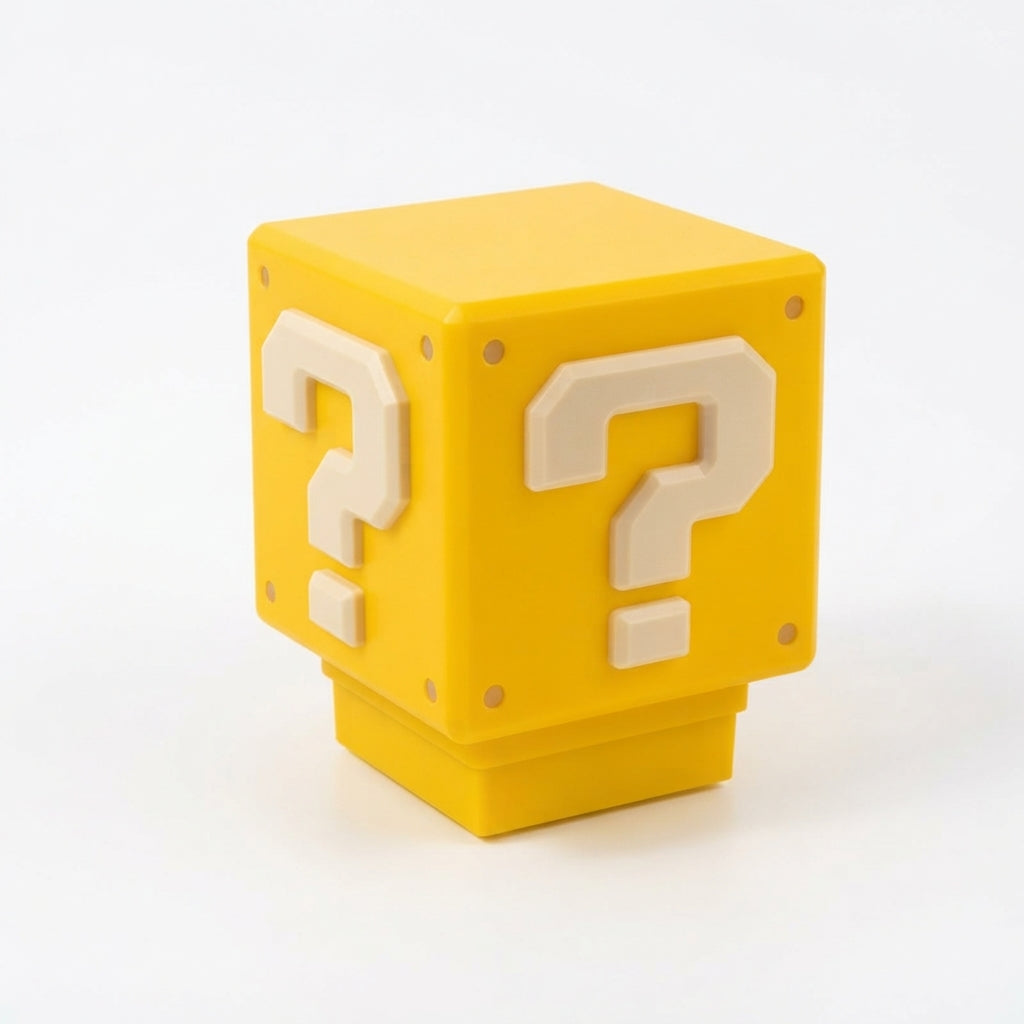 Super Mario Question Block 3D LED Night Light – Retro Video Game Question Mark Cube Desk Lamp, Classic Gamer Room Decor & Geek Collectible