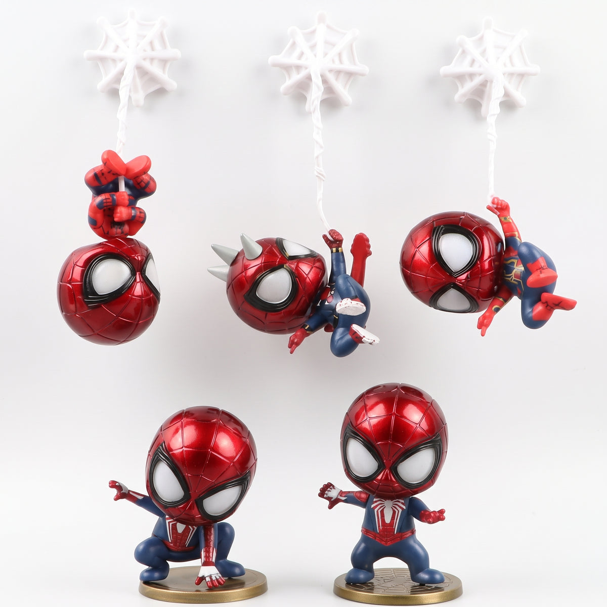 Hanging Spider-Man Action Figures Set | Wall Mount & Desk Chibi Figures