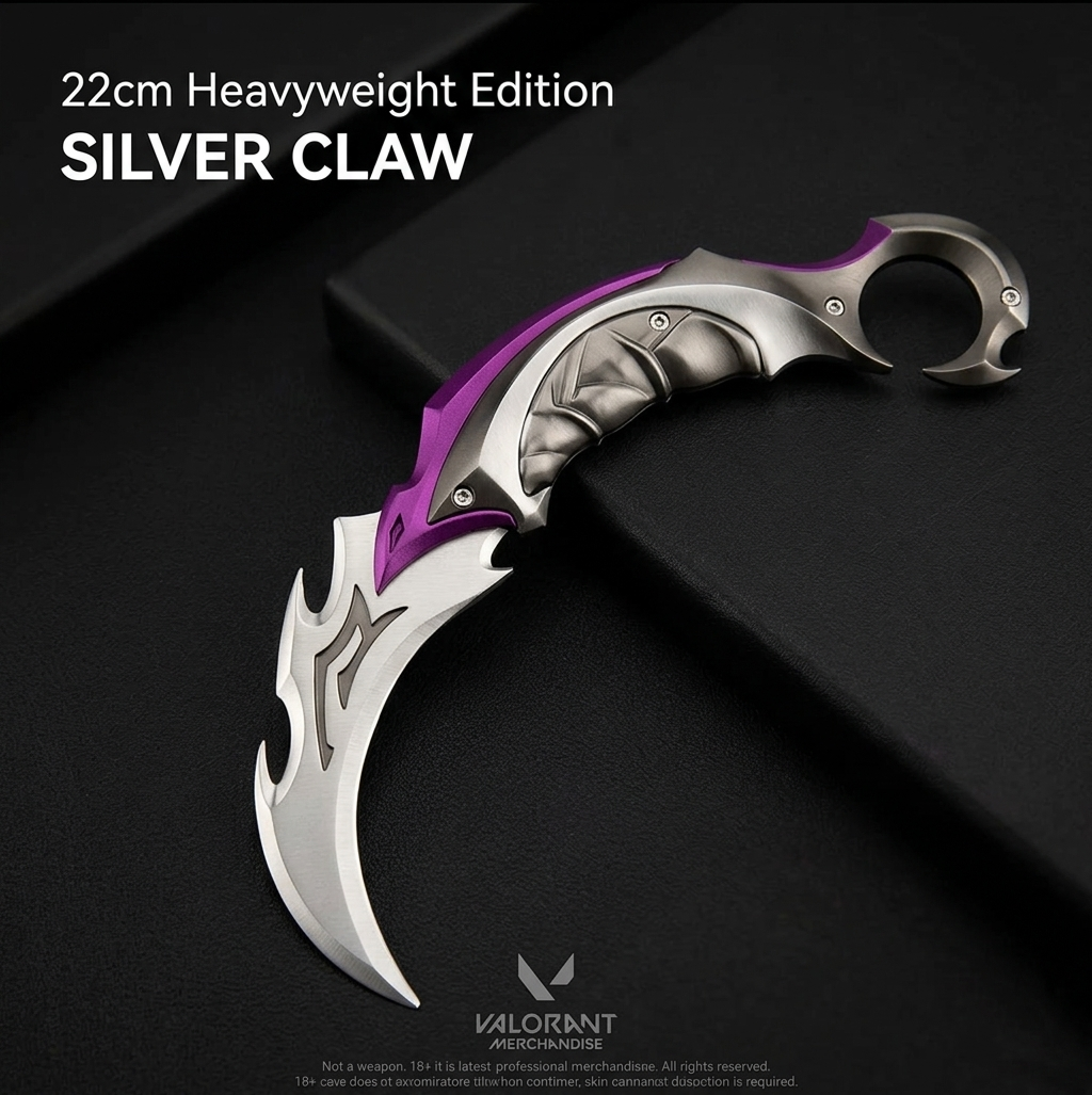 VALORANT "SILVER CLAW" KARAMBIT REPLICA (22CM HEAVYWEIGHT EDITION)