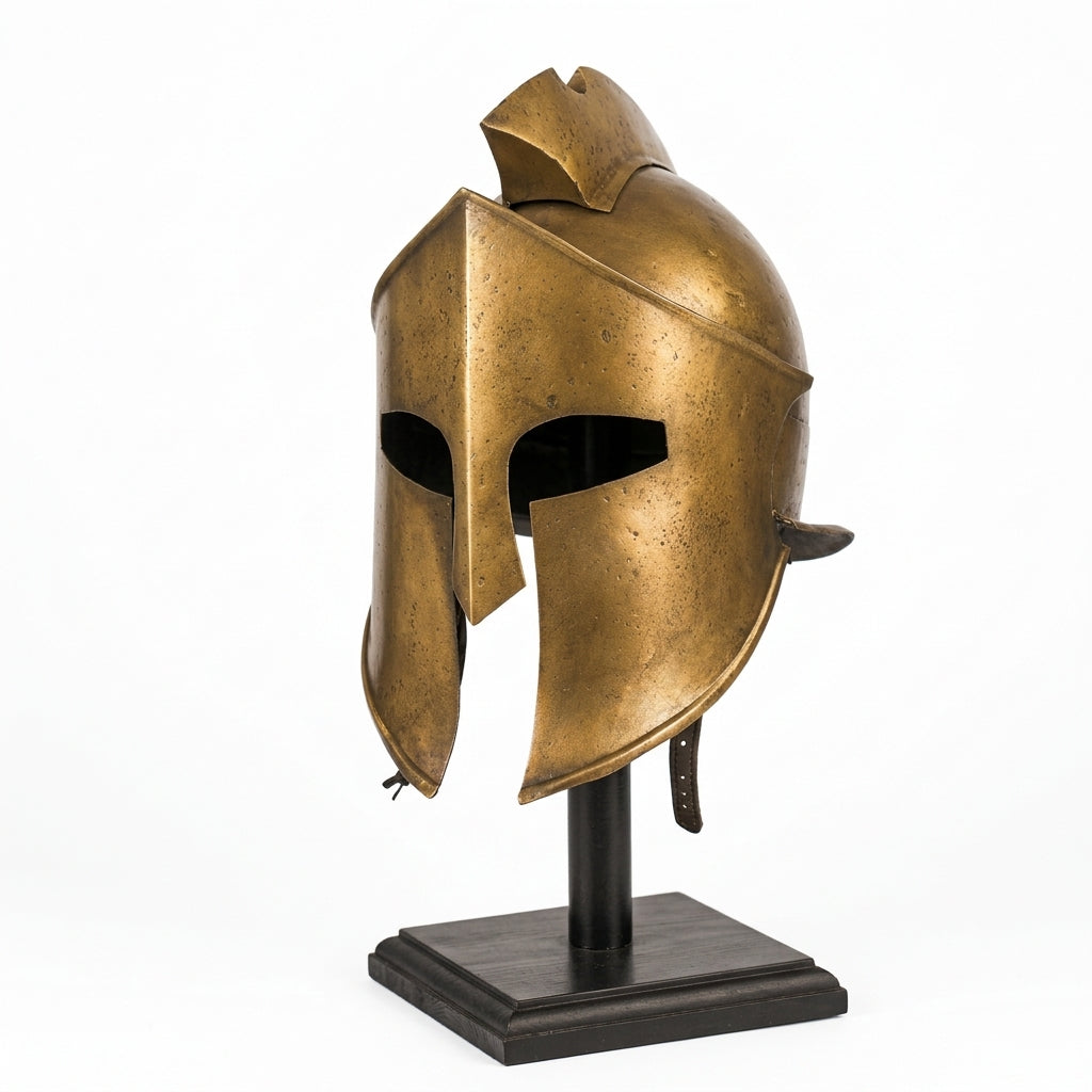 High-Quality Spartan Metallic Helmet Replica – Ancient Greek Armor Collectible | Geekzilla