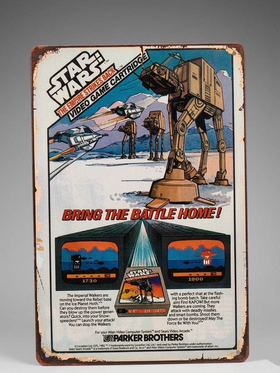 STAR WARS "THE EMPIRE STRIKES BACK" ATARI VIDEO GAME RETRO METAL TIN SIGN