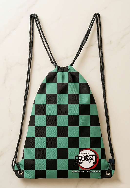 DEMON SLAYER "TANJIRO KAMADO" CHECKERED DRAWSTRING BAG