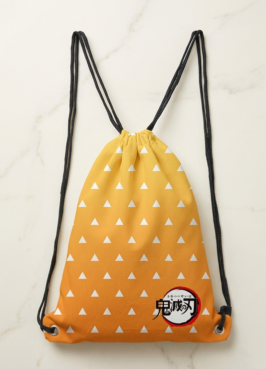 DEMON SLAYER "ZENITSU AGATSUMA" TRIANGLE PATTERN DRAWSTRING BAG