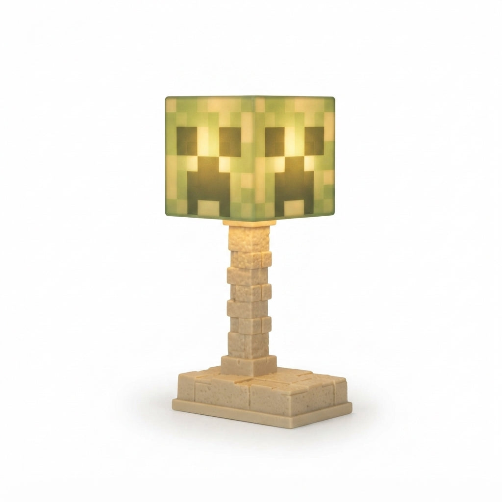 Retro Pixel Block Bedside Desk Lamp – Premium Crafting Universe Table Night Light | Geekzilla