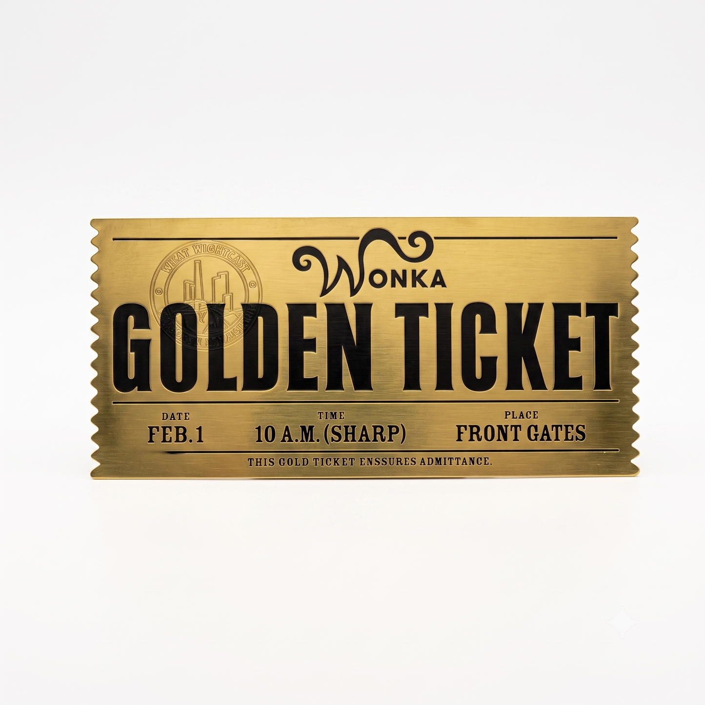 Willy Wonka Golden Ticket  – Movie Prop Foil Ticket