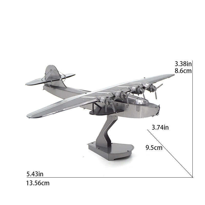 3D Vintage Seaplane DIY Metal Model Kit – Premium Laser-Cut Stainless Steel Aviation Propeller Airplane Puzzle