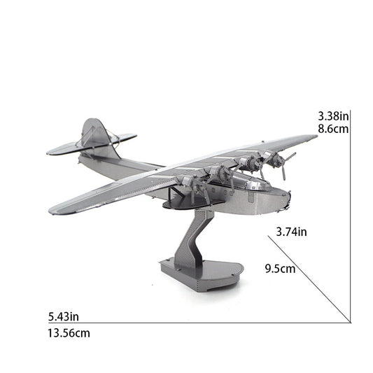 3D Vintage Seaplane DIY Metal Model Kit – Premium Laser-Cut Stainless Steel Aviation Propeller Airplane Puzzle