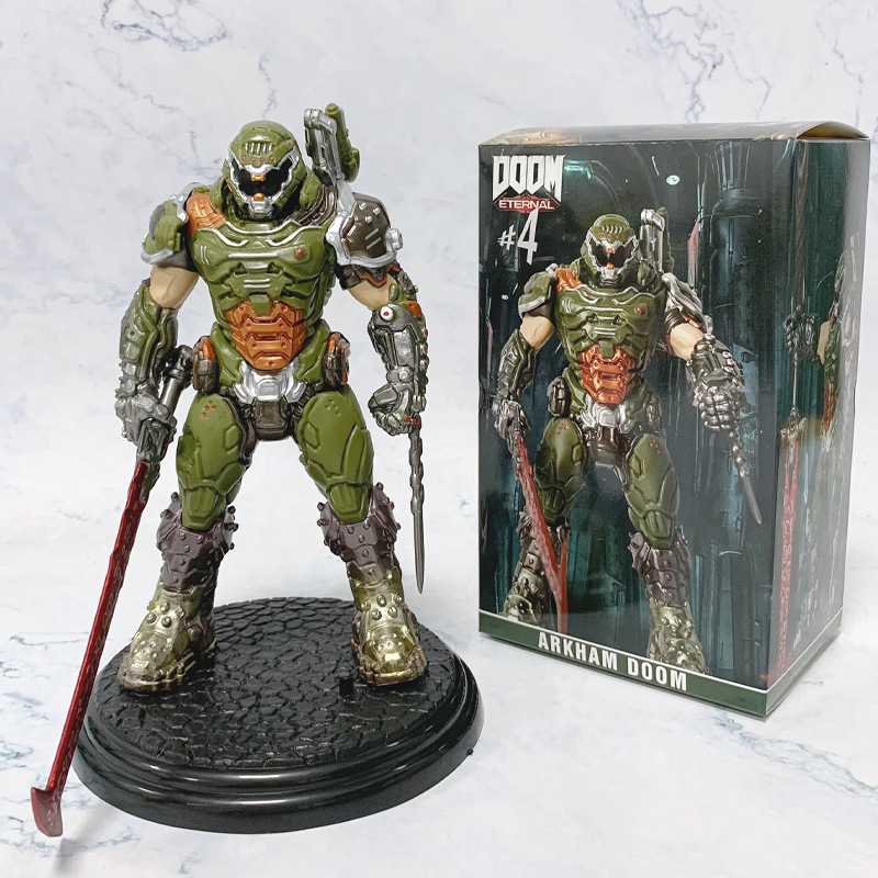 DOOM Eternal Doom Slayer Action Figure – Premium Arkham Doom #4 Collector's Statue with Crucible Blade, Hell Walking Gaming Figurine with Box