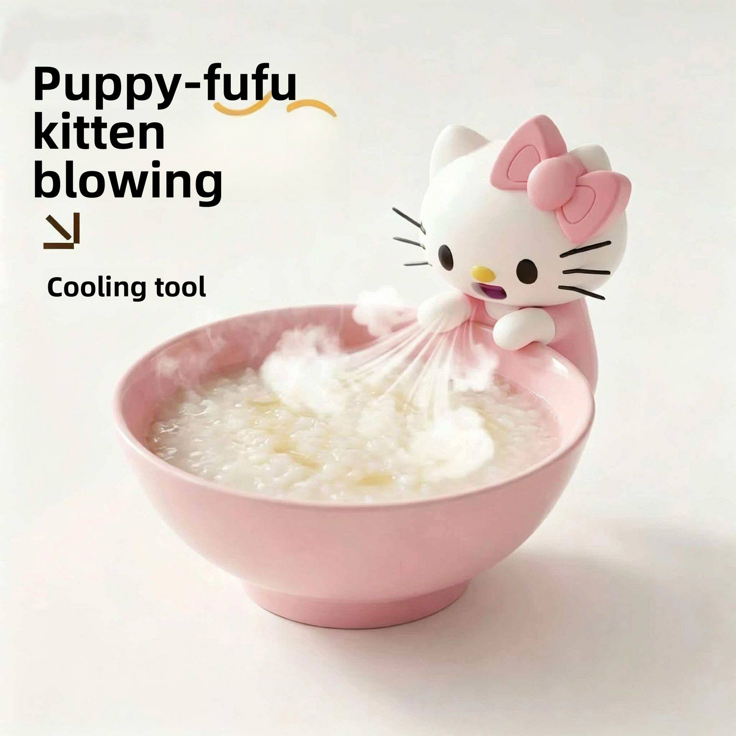 Cute Chibi Character Clip-On Food Cooling Fan – Portable Bowl-Hanging Mini Desk Fan for Hot Soups, Porridge, and Noodles