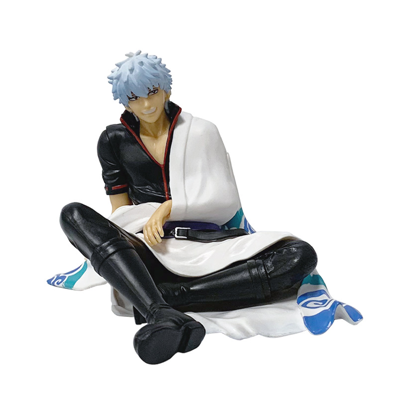 Gintama Gintoki Sakata Action Figure – 8.5cm Palm-Sized Sitting Statue, Yorozuya Gin-chan Collectible Figurine with Display Box