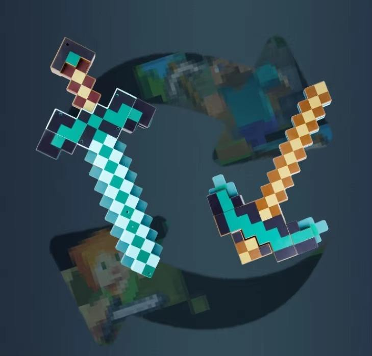 Minecraft Diamond Pickaxe 3D Replica – Pixelated Costume Accessory, Video Game Roleplay Prop & Gaming Room Wall Display
