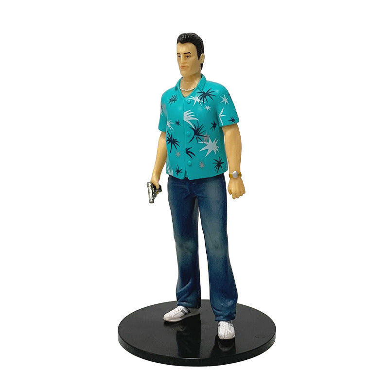 Grand Theft Auto Tommy Vercetti Action Figure – 18cm Vice City Style Collector's Statue with Box, GTA Retro Gaming Figurine