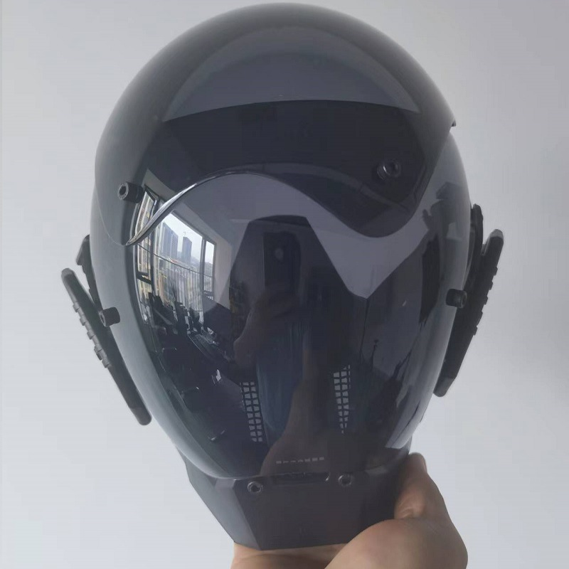 Futuristic Cyberpunk Techwear Mask – Tactical Sci-Fi Helmet, Edge Runner Cosplay Mecha Headgear with Tinted Visor