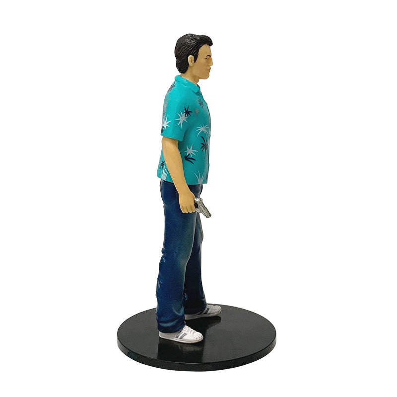 Grand Theft Auto Tommy Vercetti Action Figure – 18cm Vice City Style Collector's Statue with Box, GTA Retro Gaming Figurine