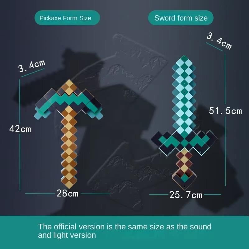 Minecraft Diamond Pickaxe 3D Replica – Pixelated Costume Accessory, Video Game Roleplay Prop & Gaming Room Wall Display