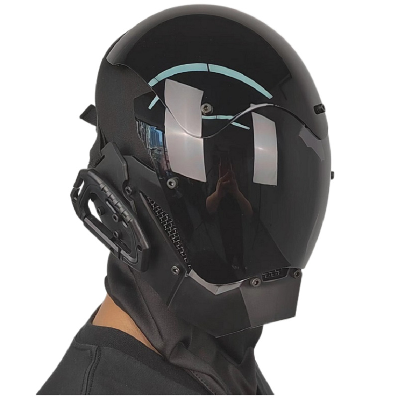 Futuristic Cyberpunk Techwear Mask – Tactical Sci-Fi Helmet, Edge Runner Cosplay Mecha Headgear with Tinted Visor
