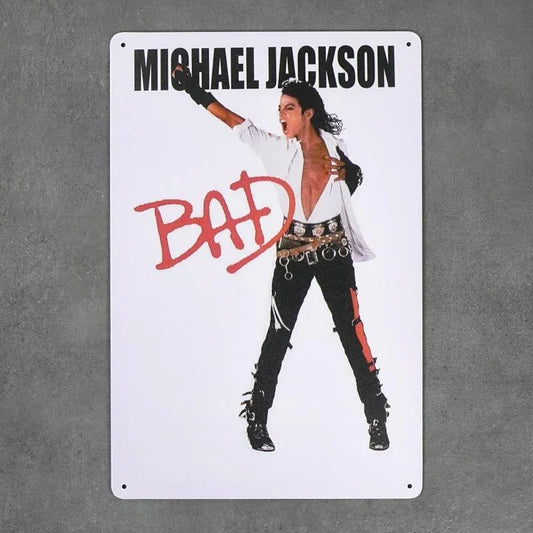 Michael Jackson "Bad" Album Cover Metal Poster