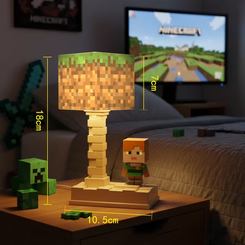 Retro Pixel Block Bedside Desk Lamp – Premium Crafting Universe Table Night Light | Geekzilla