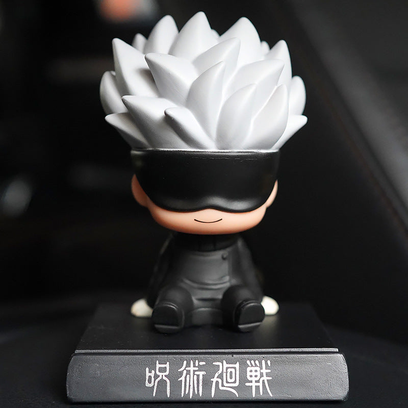 Jujutsu Kaisen Chibi Bobblehead Figure – Satoru Gojo & Yuji Itadori Car Dashboard Toy