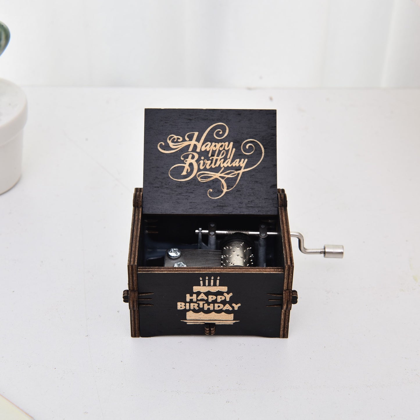 "HAPPY BIRTHDAY" VINTAGE WOODEN HAND-CRANK MUSIC BOX