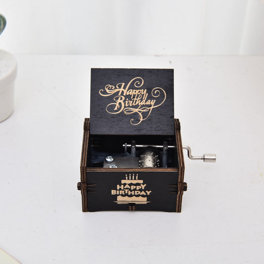 "HAPPY BIRTHDAY" VINTAGE WOODEN HAND-CRANK MUSIC BOX